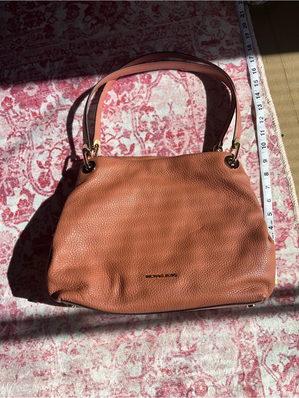 MICHAEL KORS Pebble Leather Triple Compartment RAVEN Shoulder Bag Gold Hardware - Picture 5 of 14